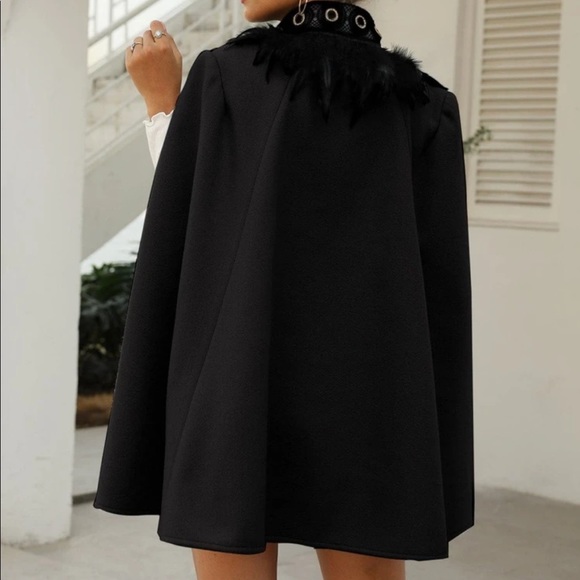 Feather detail cape coat - Picture 5 of 13